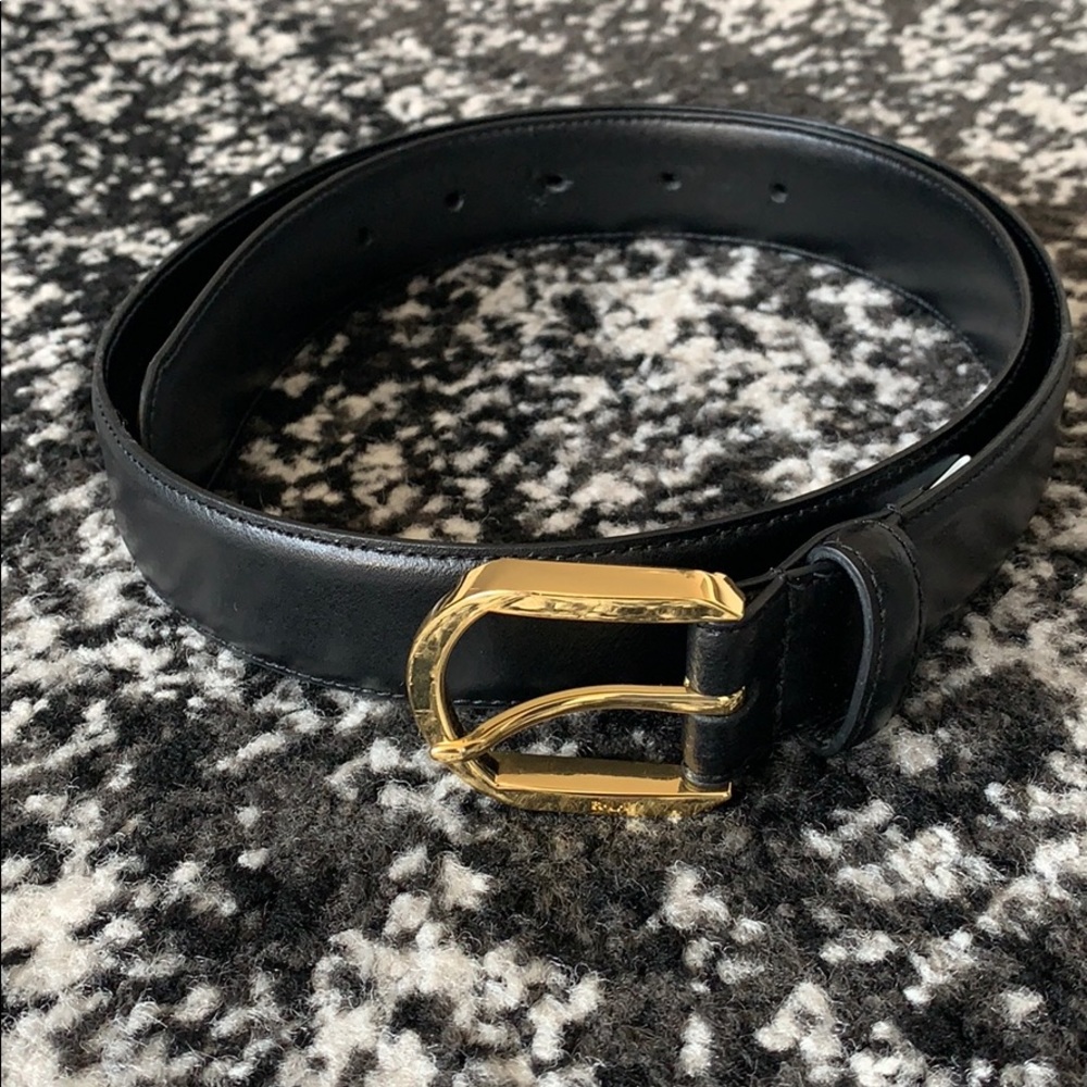 Ralph Lauren Black and Gold Leather Belt